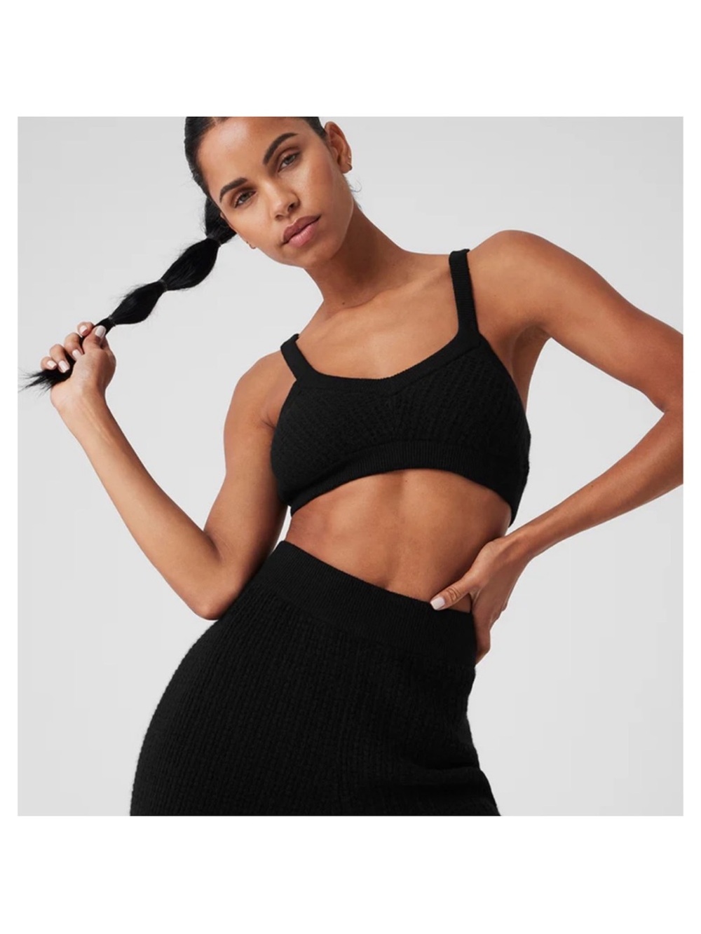 Alo Cashmere plush Waffle V-Nexk Bra size M